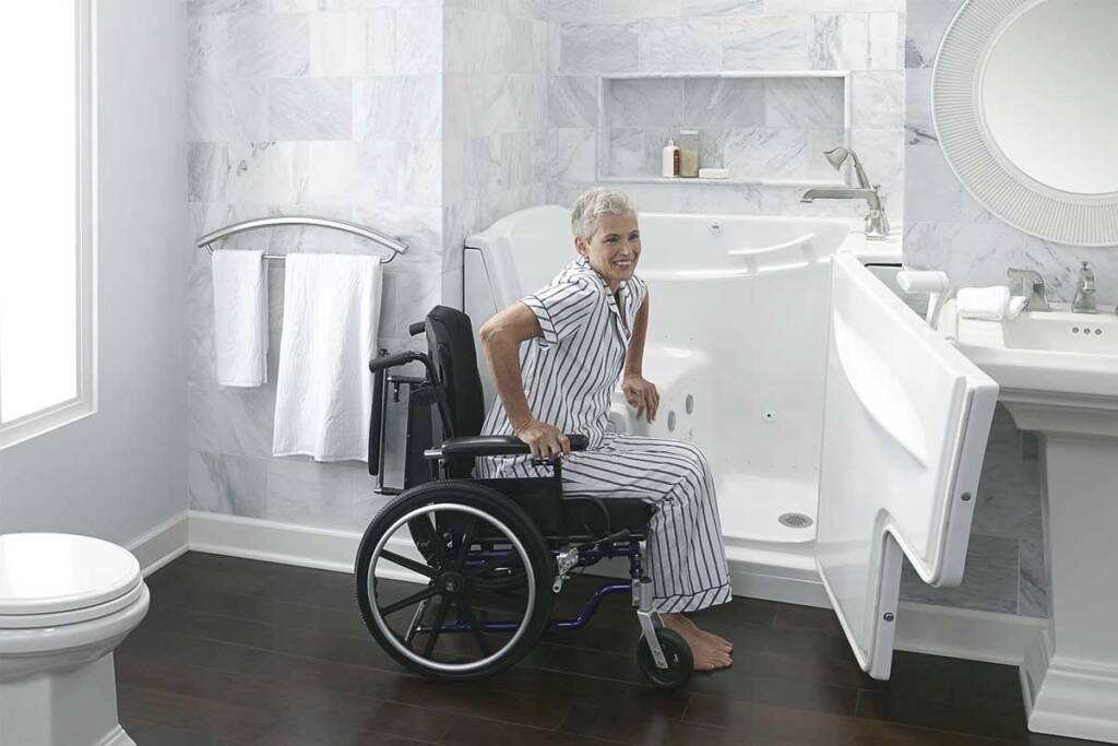 Features included in a handicap bathroom remodel image